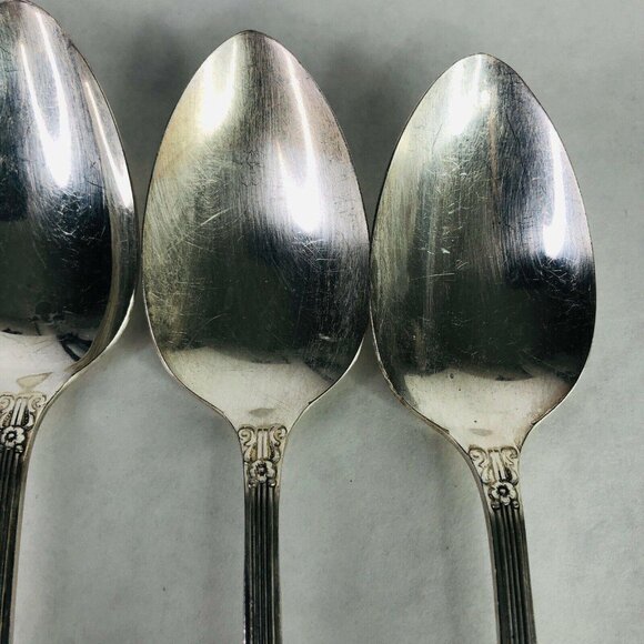 4 Place Oval Soup Spoons Wm A Rogers Oneida Sectional Lido Pattern Silverplate - Picture 9 of 12